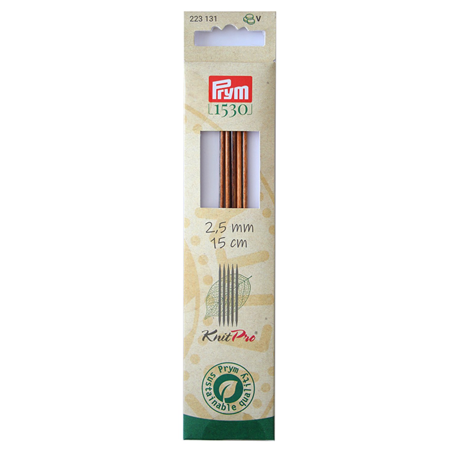 Knit Pro Strumpfstricknadeln Holz farbig Natural 15 cm